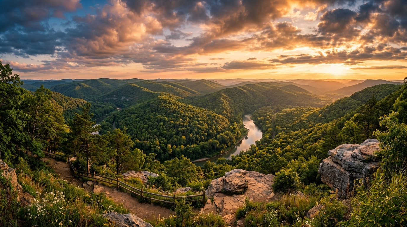 Scenic Ozarks landscape representing the Harrison Dent Removal service area